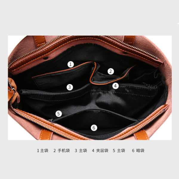 Womens Oil Waxy Genuine Leather Tote Bag - Image 5