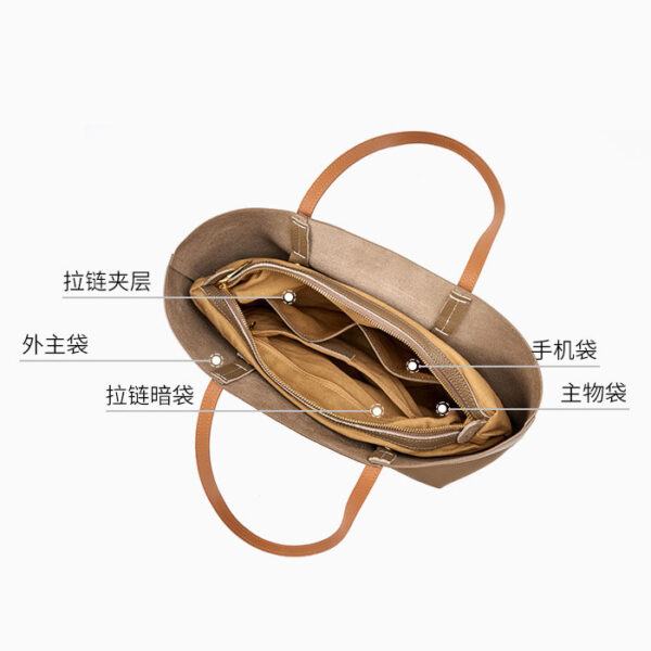 Womens Top Grain Genuine Leather Tote Bag - Image 5