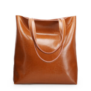 Womens Oil Waxy Genuine Leather Tote Bag