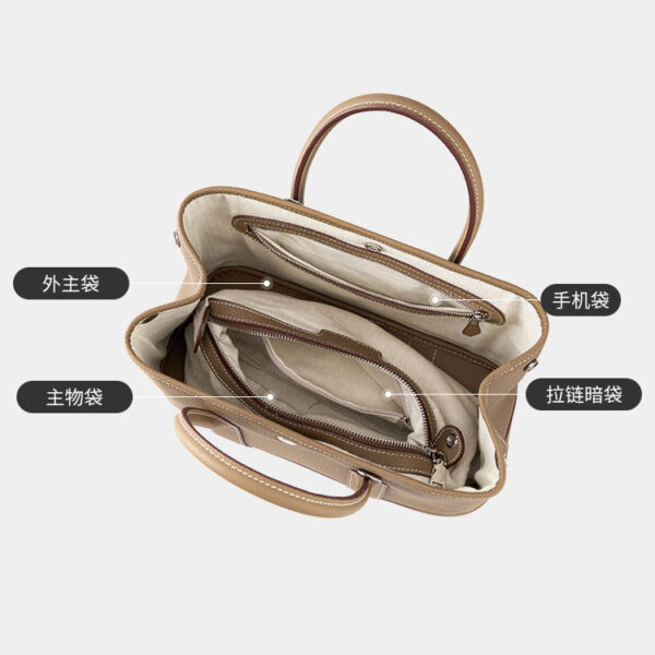 Womens Top Grain Genuine Leather Tote Bag - Image 7