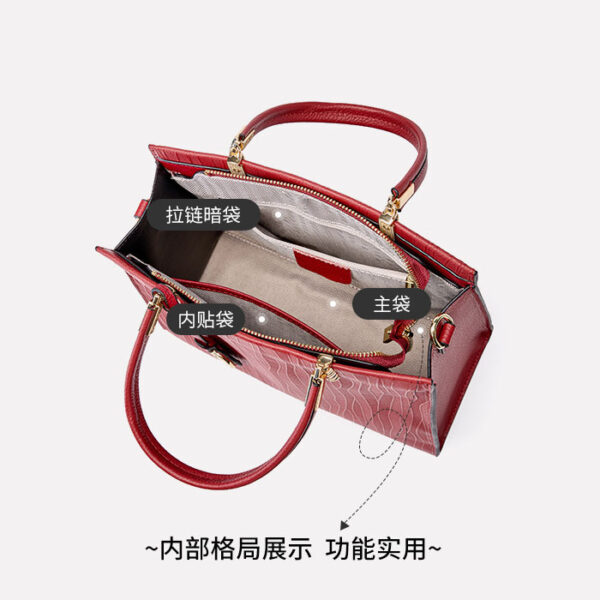 Womens Top Grain Genuine Leather Satchel Bag - Image 6