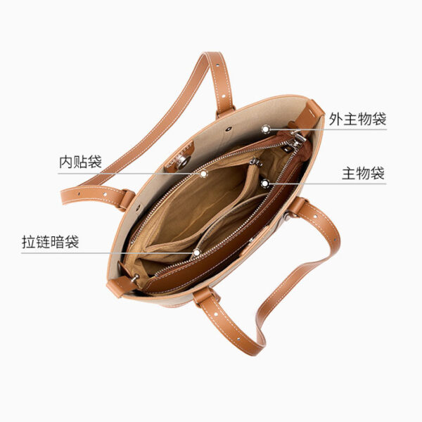 Womens Top Grain Genuine Leather Tote Bag - Image 5
