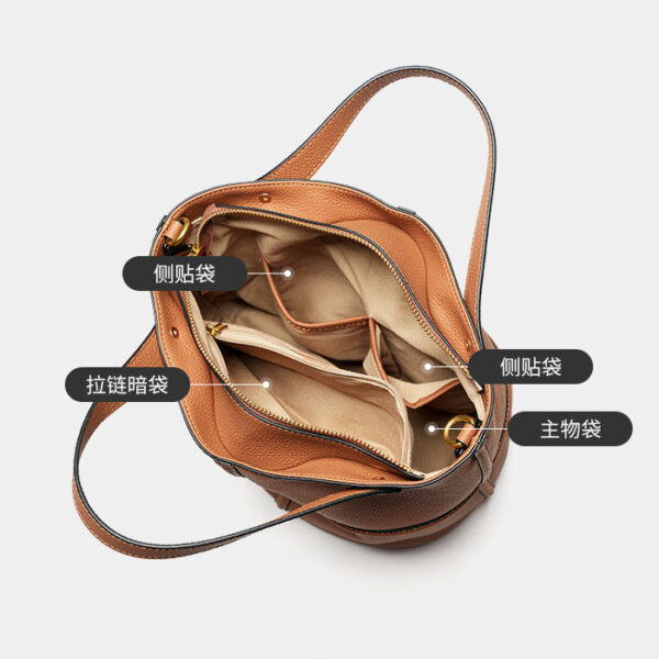 Womens Top Grain Genuine Leather Tote Bag - Image 6